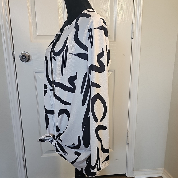 NWOT Women's Geometric Open Front Bold Lightweight Unique Long Cardigan XL - Picture 13 of 14